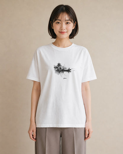 プリントTシャツ レディース 紙の船 水辺 ナチュラル アンティーク イラスト こなれ感 敬老の日 ホワイトデー 白T
