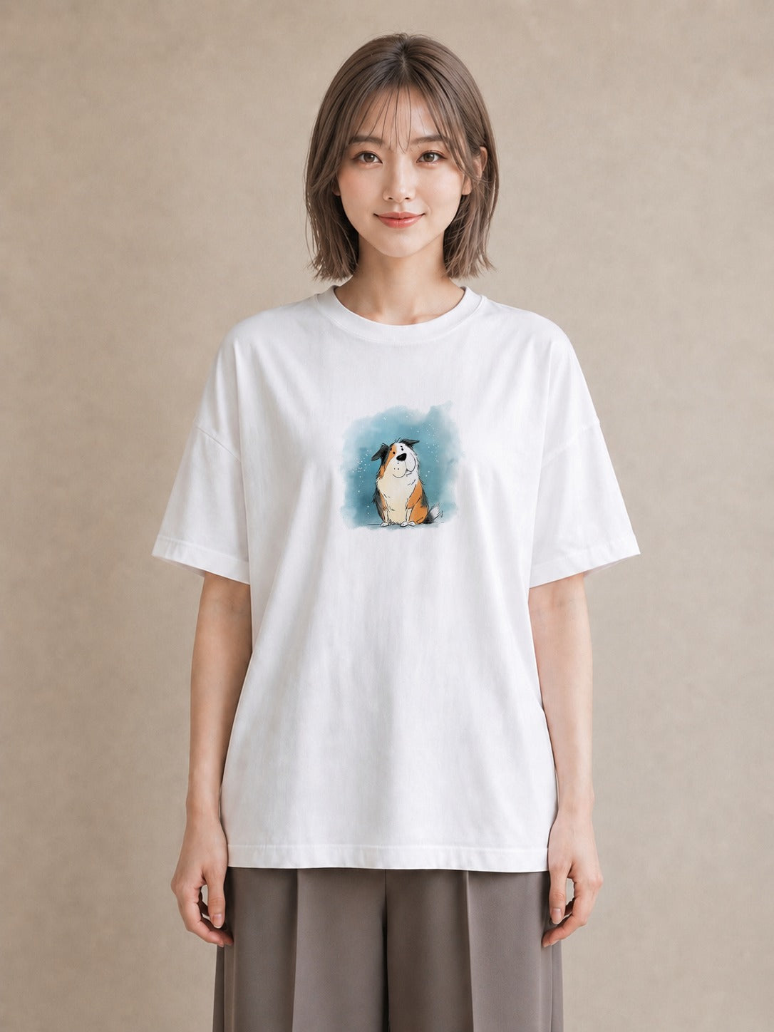 プリントTシャツ レディース 犬好き 犬 いぬ イラスト 可愛い デイリーウェア 休日 白T