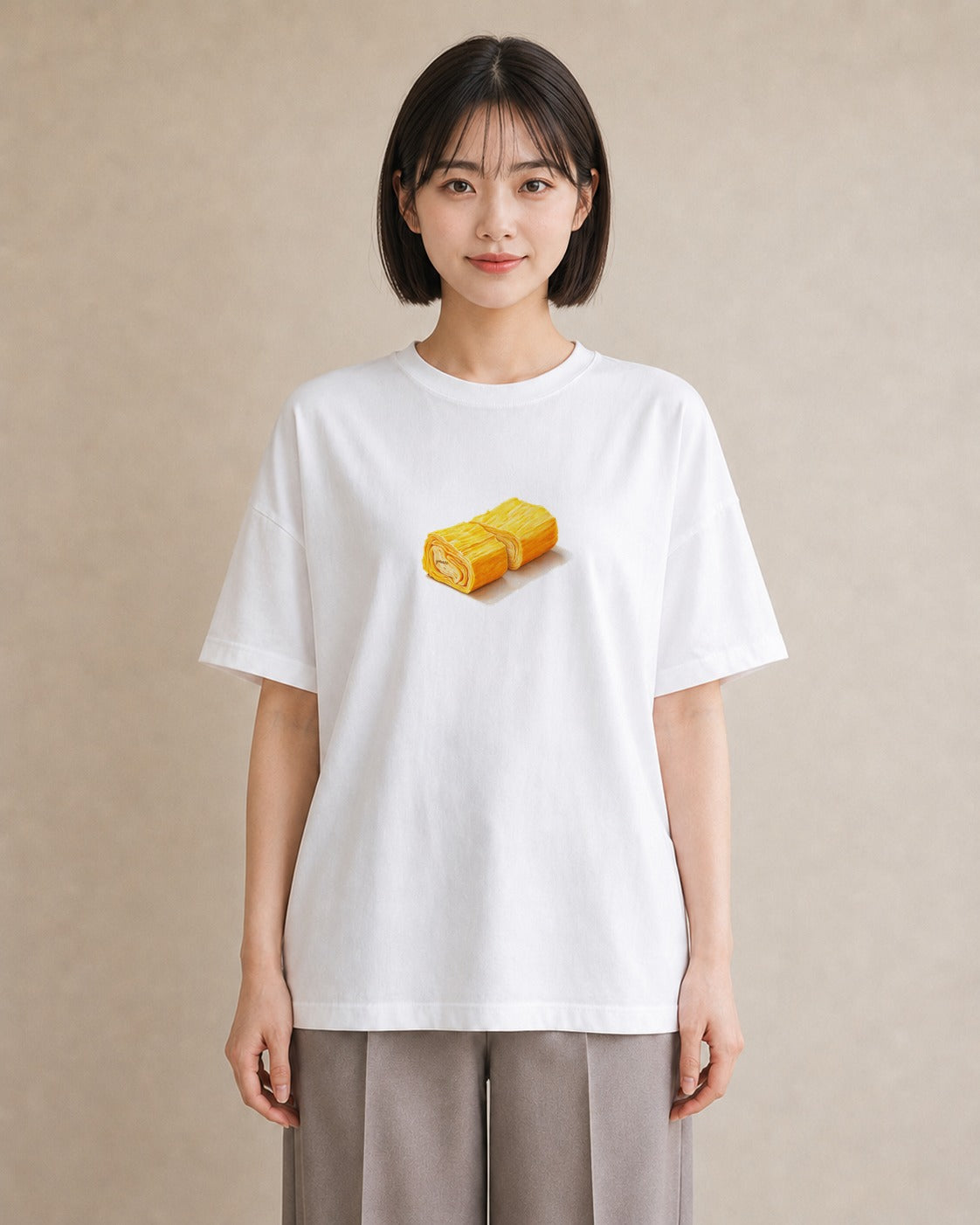 半袖Tシャツ レディース パン 食べ物 フード イラスト ガーリー 通勤 在宅 白T