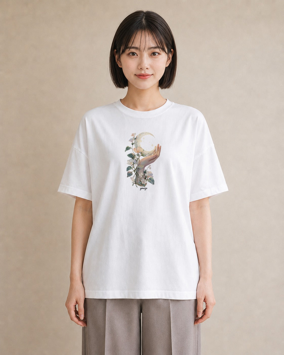 半袖Tシャツ レディース 三日月 星空 宇宙 イラスト 北欧風 女性向けギフト 散歩 白T
