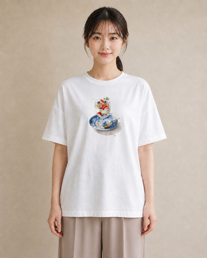 プリントTシャツ レディース パフェ 食べ物 フード イラスト 可愛い 敬老の日 ホワイトデー 白T