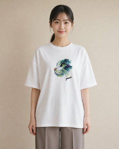 Tシャツ レディース 猫好き 猫 ねこ イラスト こなれ感 女子会 お揃い 白T