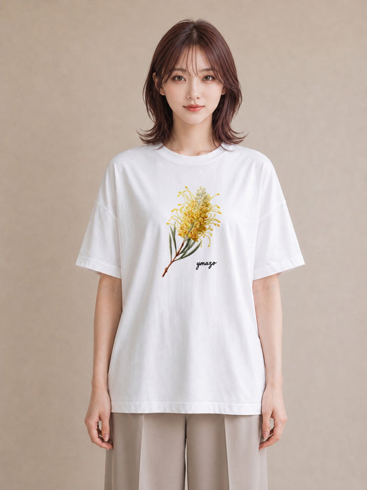 デザインTシャツ レディース ミモザ 花 花柄 イラスト デート 帰省 白T
