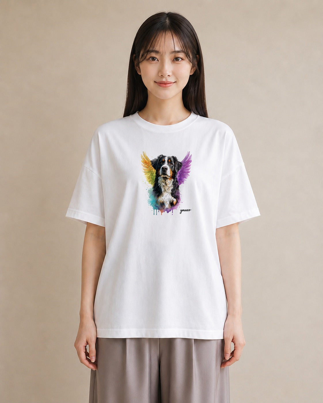 デザインTシャツ レディース バーニーズマウンテンドッグ 犬 いぬ イラスト 上品 姉妹 送別ギフト 白T