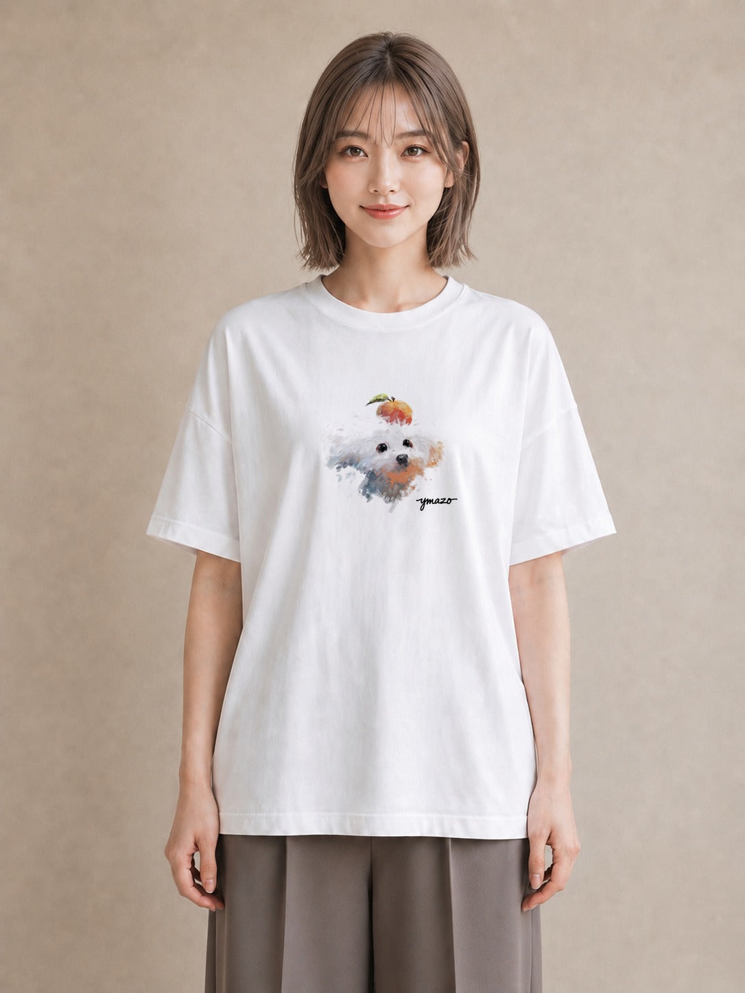 半袖Tシャツ レディース わんこ 犬 いぬ イラスト お洒落 デイリーウェア 休日 白T