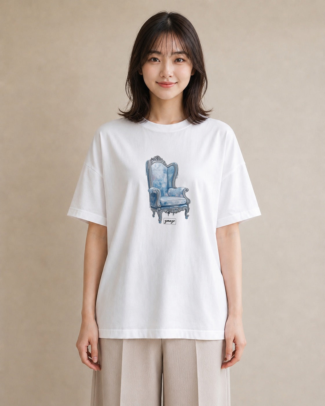 Tシャツ レディース 窓辺の椅子 窓辺 椅子 ナチュラル アンティーク イラスト 水彩風 おしゃれギフト 社会人 白T