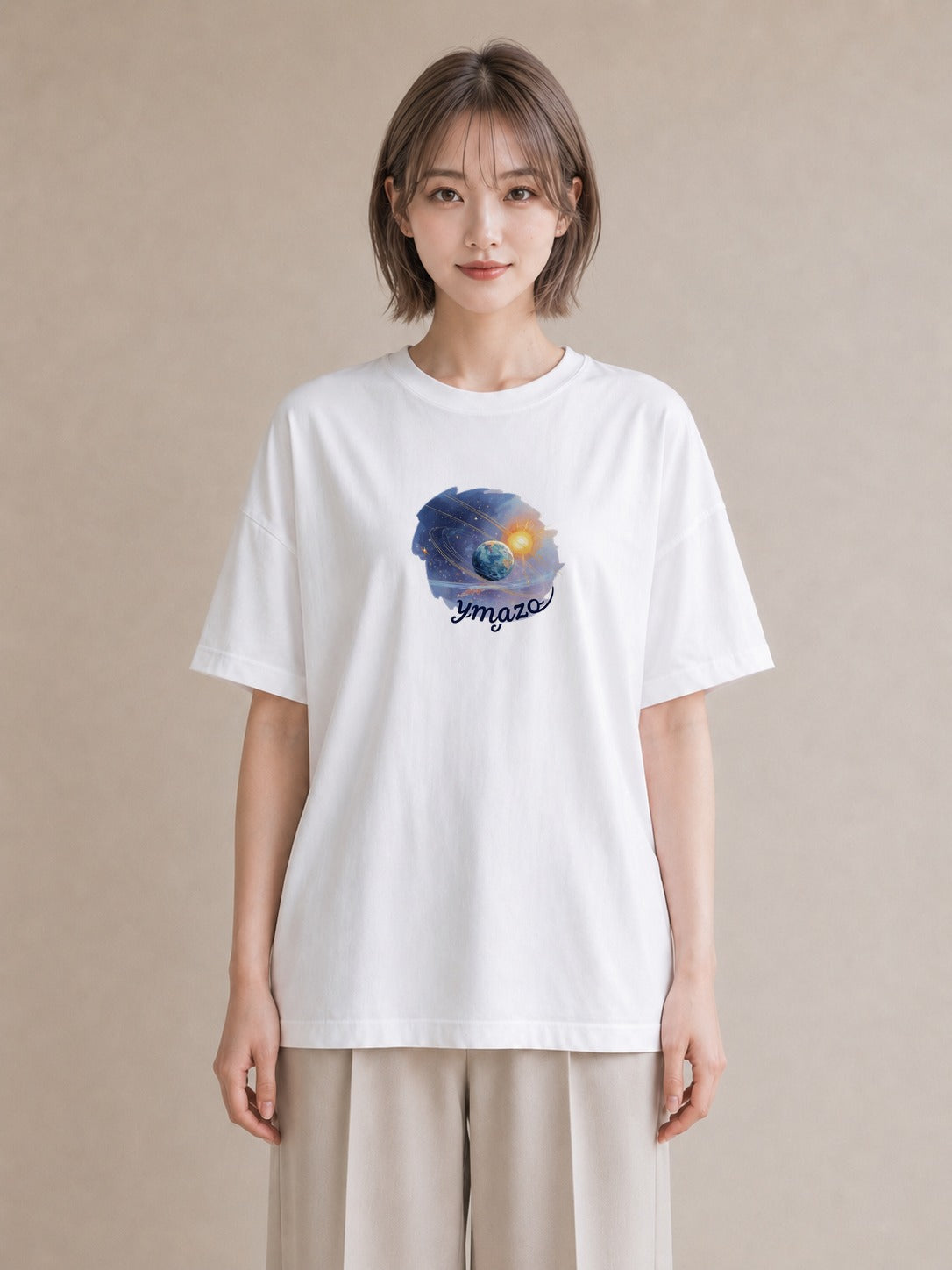 デザインTシャツ レディース 宇宙 星空 イラスト レトロ 秋コーデ おしゃれギフト 白T