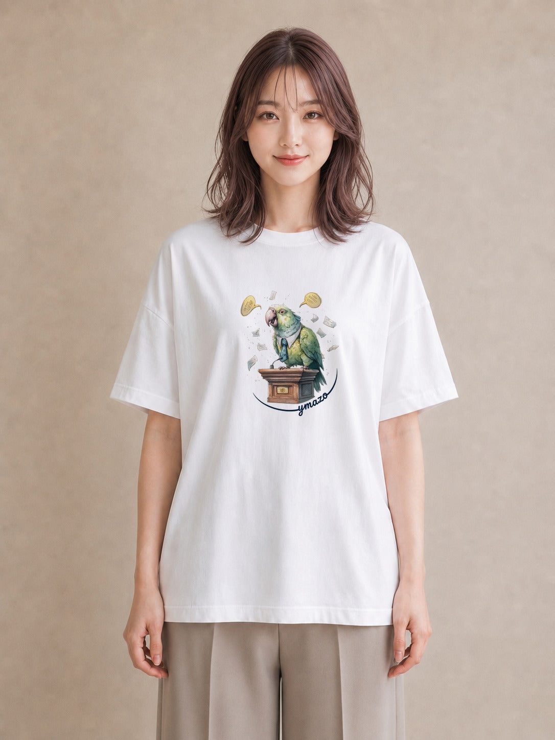 Tシャツ レディース セキセイインコ ペット 動物 イラスト 可愛い 普段着 週末コーデ 白T