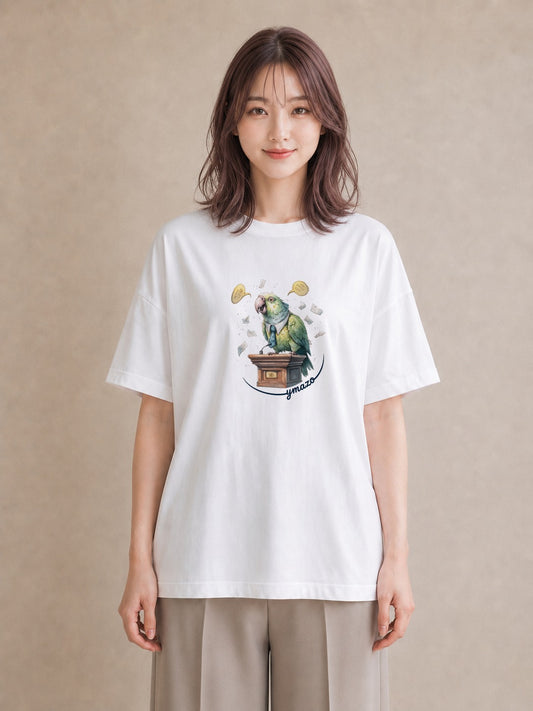 Tシャツ レディース セキセイインコ ペット 動物 イラスト 可愛い 普段着 週末コーデ 白T