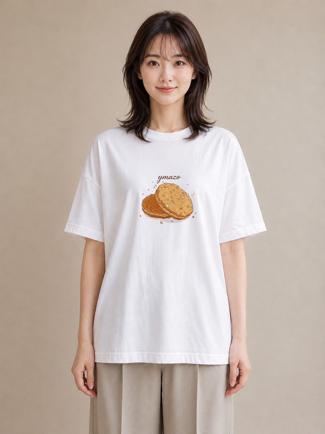 半袖Tシャツ レディース パン 食べ物 フード イラスト ポップ 敬老の日 ホワイトデー 白T