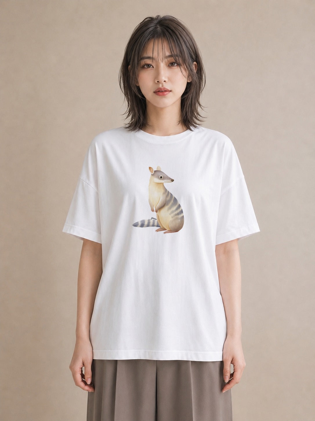 Tシャツ レディース デグー ペット 動物 イラスト ポップ ビーチ デイリーウェア 白T