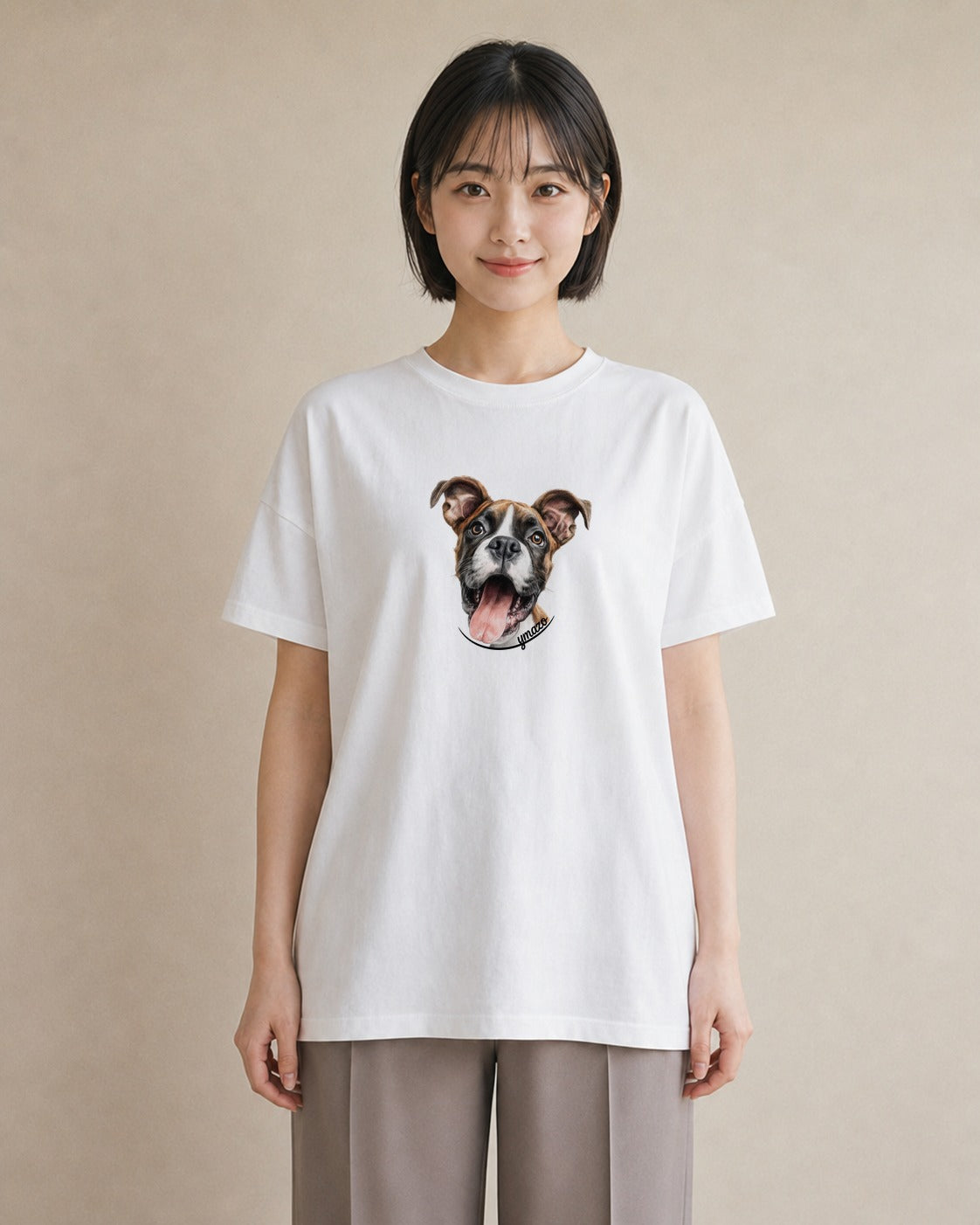 デザインTシャツ レディース 白柴 犬 いぬ イラスト ガーリー ラフ レイヤード 白T