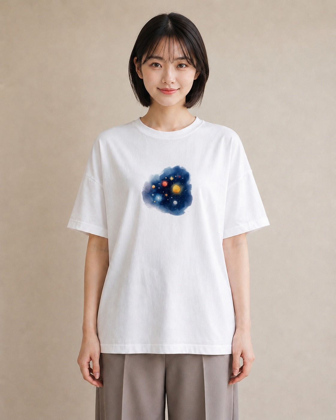 デザインTシャツ レディース 蠍座 星空 宇宙 イラスト ラフ 自分用 ルームウェア 白T