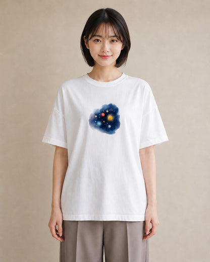 デザインTシャツ レディース 蠍座 星空 宇宙 イラスト ラフ 自分用 ルームウェア 白T