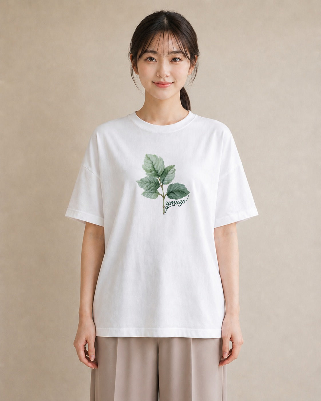 デザインTシャツ レディース 新緑 植物 ボタニカル イラスト ポップ 母娘コーデ 自分用 白T