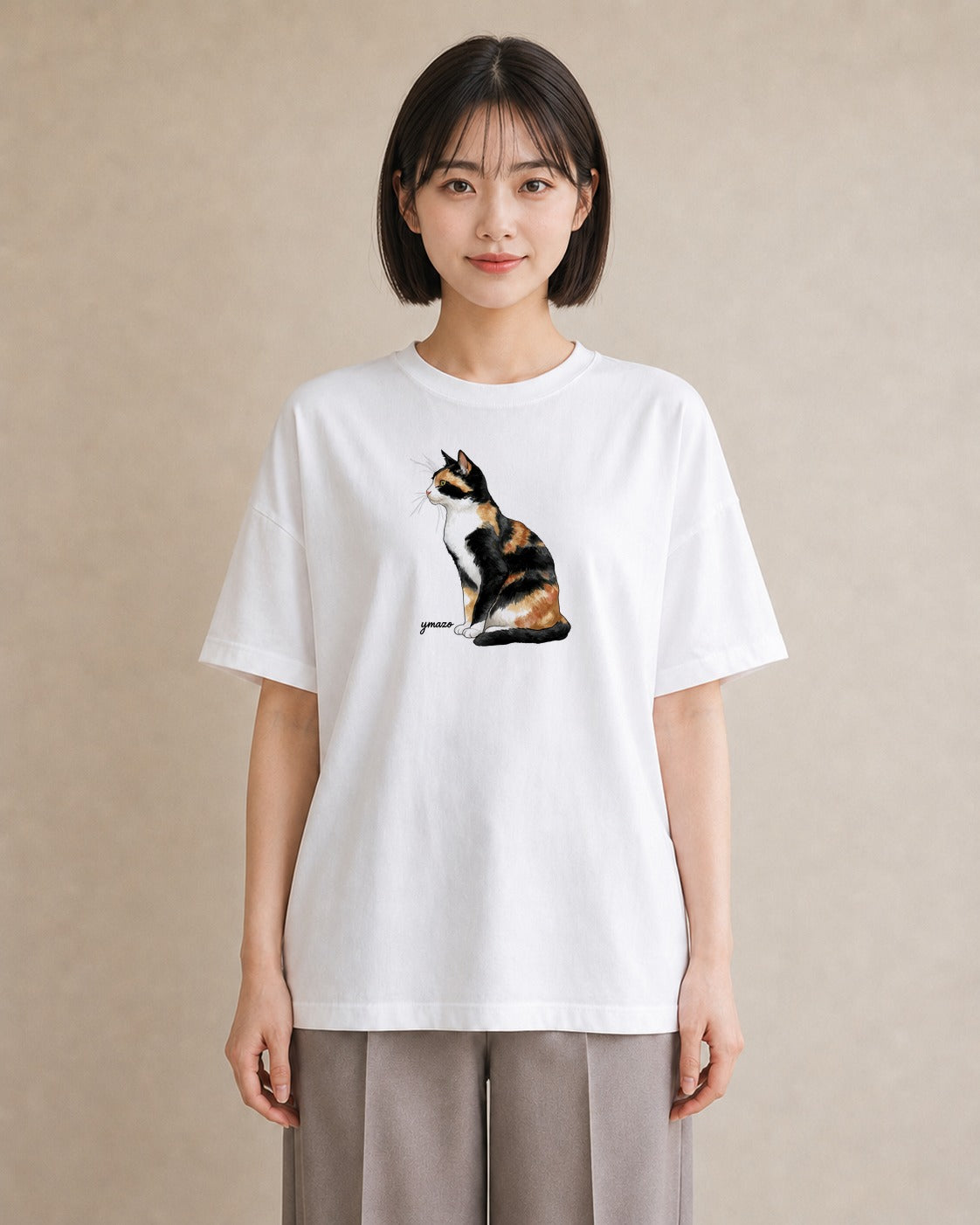 デザインTシャツ レディース メインクーン 猫 ねこ イラスト お洒落 帰省 ラフ 白T