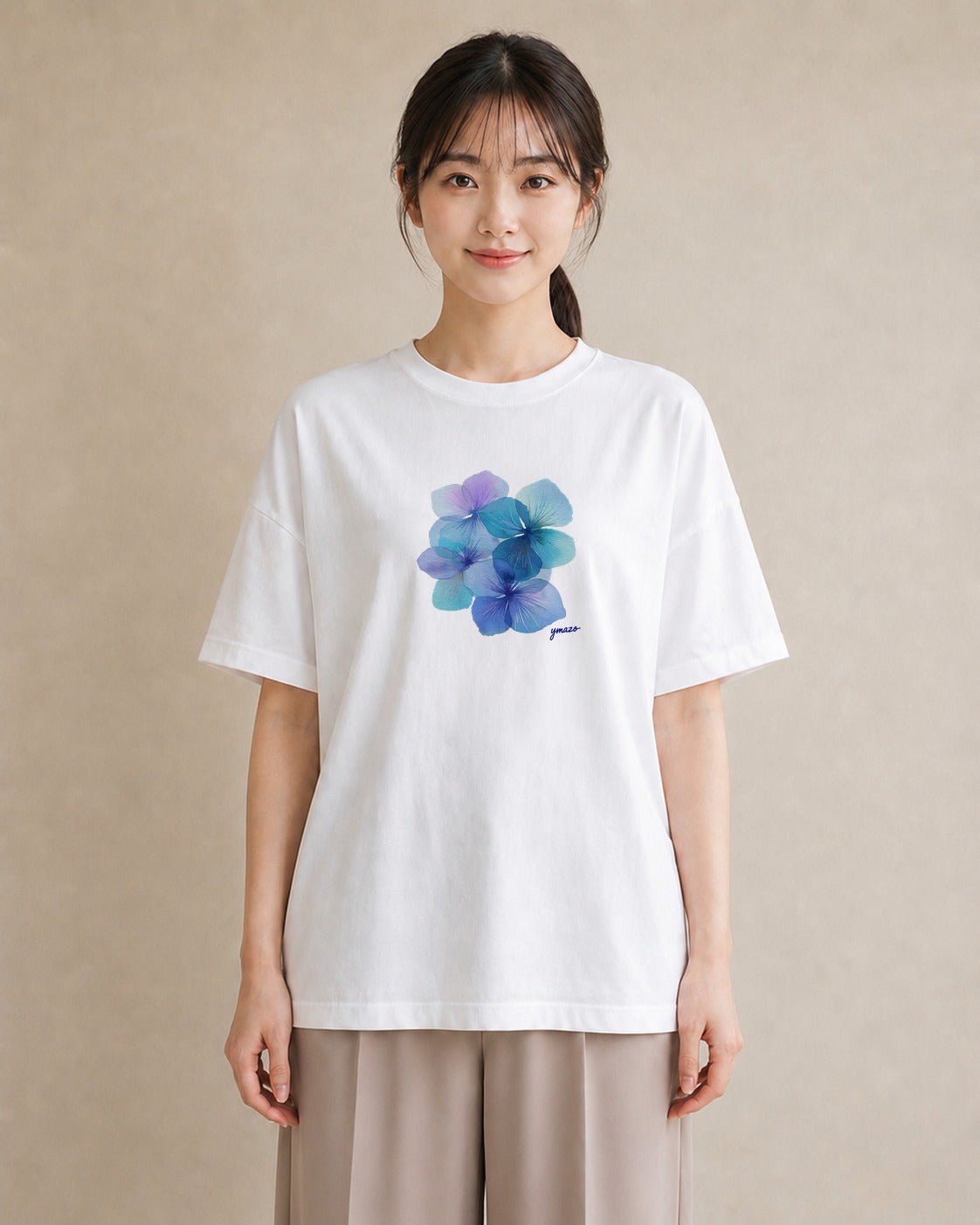デザインTシャツ レディース あさがお 朝顔 花 花柄 イラスト 北欧風 女性向けギフト 散歩 白T