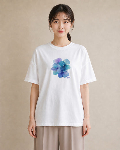 デザインTシャツ レディース あさがお 朝顔 花 花柄 イラスト 北欧風 女性向けギフト 散歩 白T