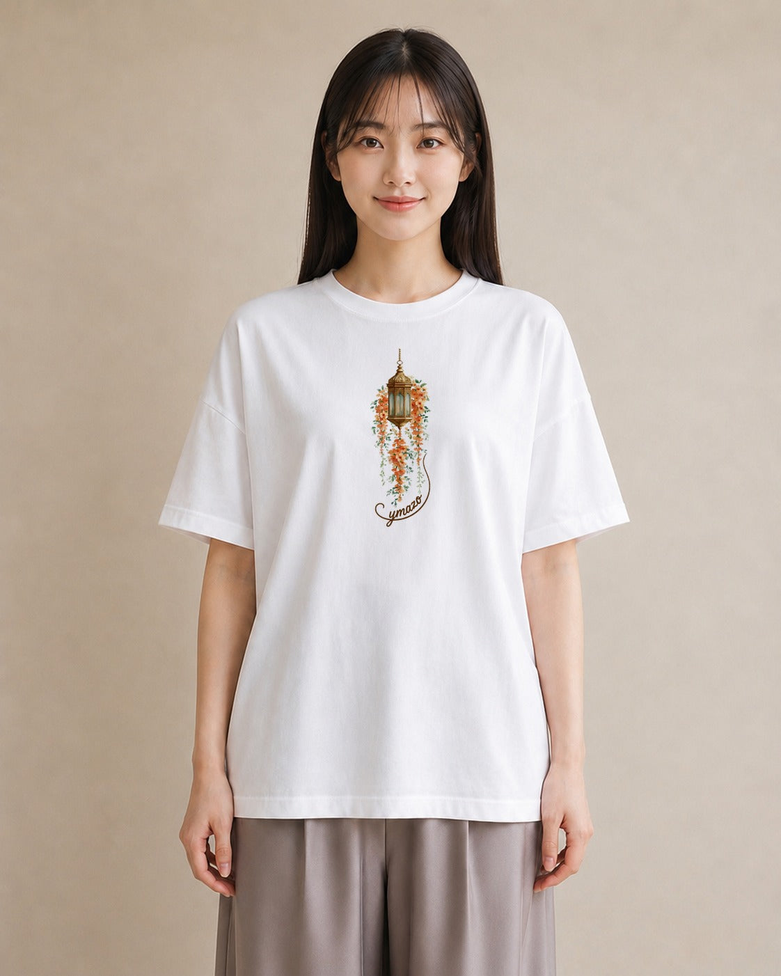 プリントTシャツ レディース 街灯 夜霧 夜 ナチュラル アンティーク イラスト ヴィンテージ風 親子 20代 白T