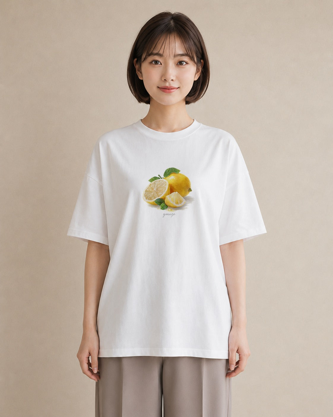 Tシャツ レディース レモン 檸檬 食べ物 フード イラスト 個性的 春服 ミセス 白T