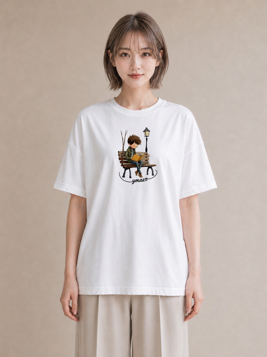 Tシャツ レディース 雨上がりのベンチ ベンチ ナチュラル アンティーク イラスト 旅行コーデ おしゃれギフト 社会人 白T