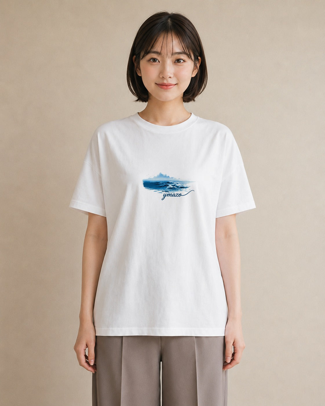 半袖Tシャツ レディース 波 星空 宇宙 イラスト シンプル おしゃれギフト 社会人 白T
