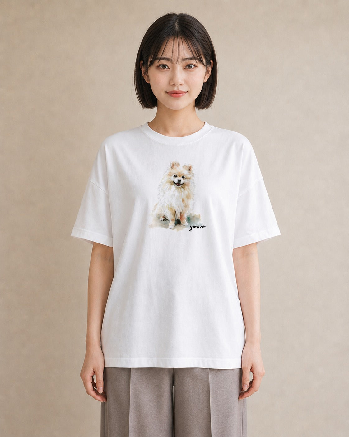 半袖Tシャツ レディース ポメラニアン ポメ 犬 いぬ イラスト ヴィンテージ風 友達ギフト 部屋着 白T
