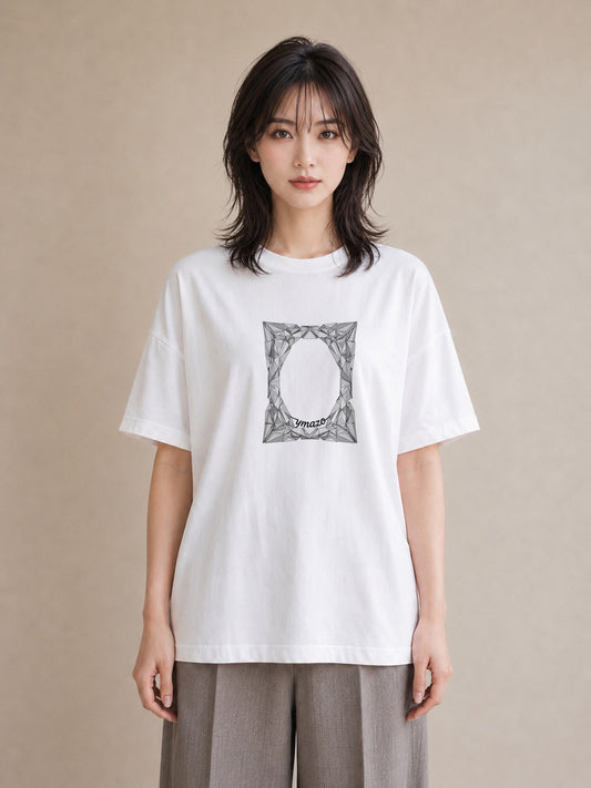デザインTシャツ レディース 幾何学 ミニマル ジオメトリック イラスト シック 通学 誕生日プレゼント 白T