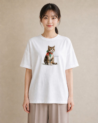デザインTシャツ レディース 猫 ねこ イラスト ゆるコーデ 帰省 ラフ 白T