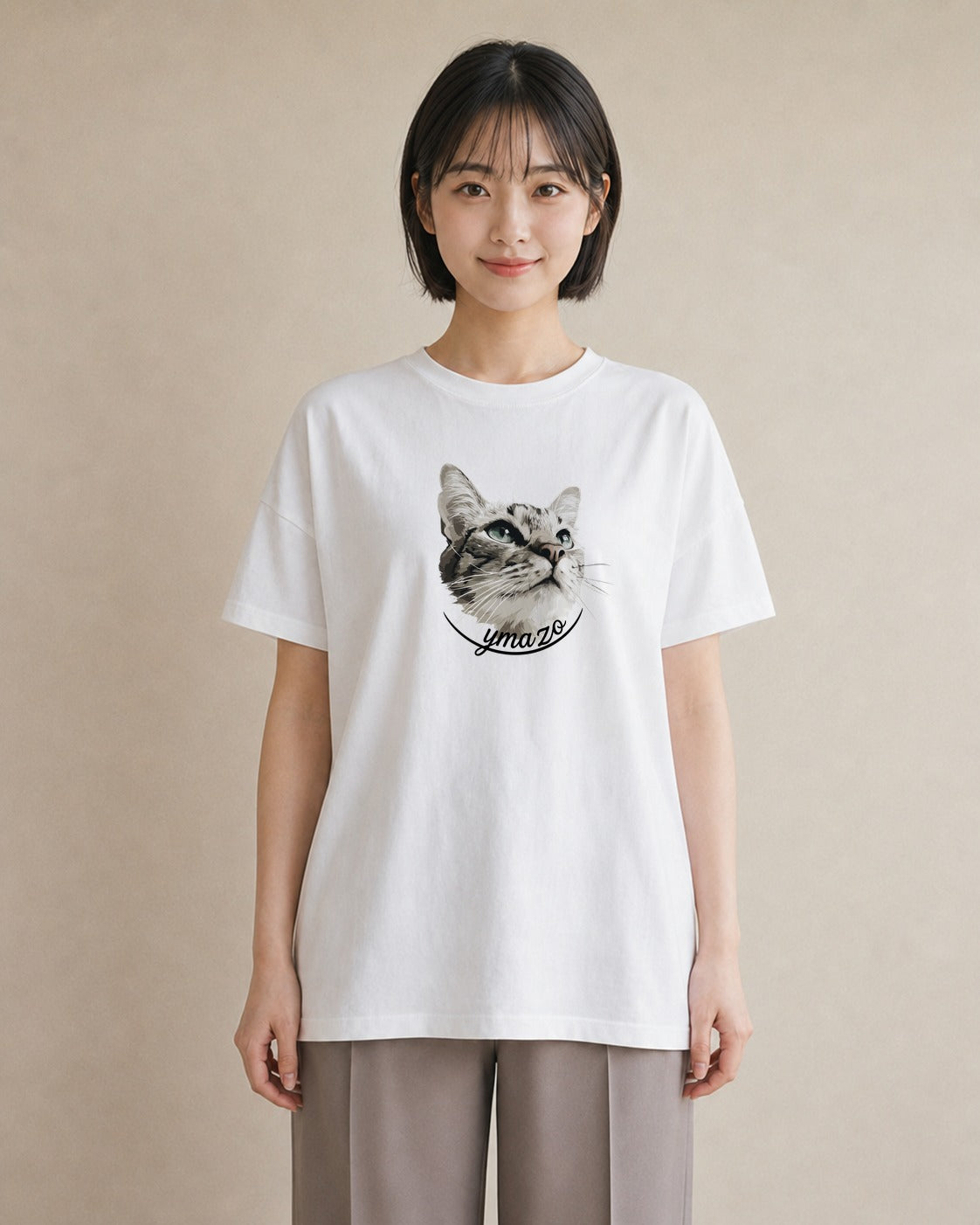 Tシャツ レディース キジトラ 猫 ねこ イラスト 普段使い お出かけ 普段着 白T