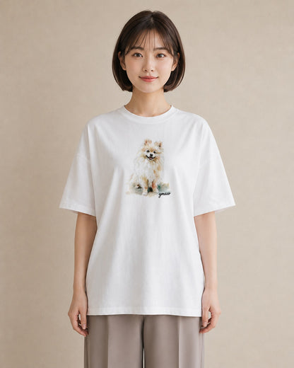 グラフィックTシャツ レディース わんちゃん 犬 いぬ イラスト 抜け感 通学 誕生日プレゼント 白T