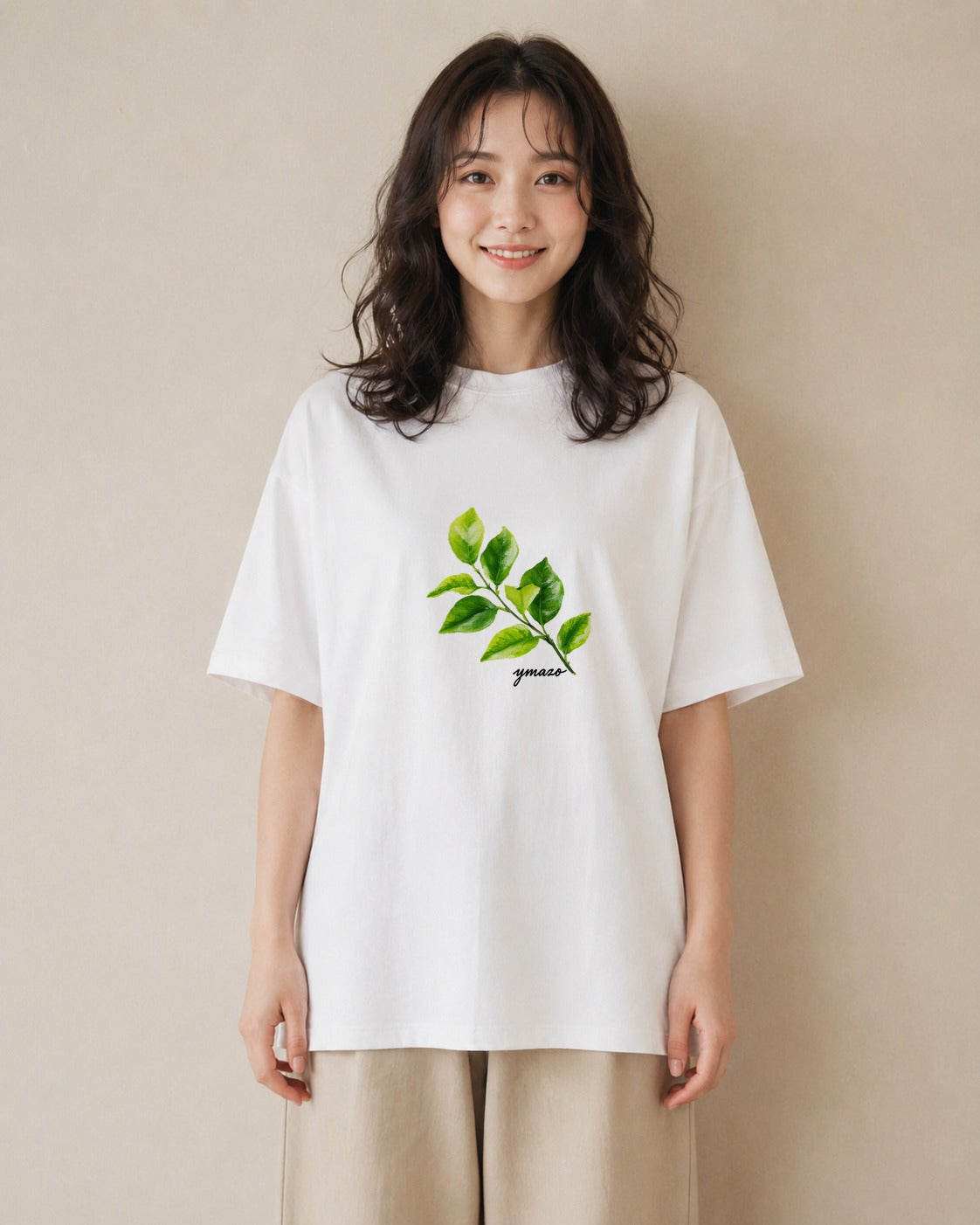デザインTシャツ レディース 新緑 植物 ボタニカル イラスト シンプル 女性向けギフト 散歩 白T