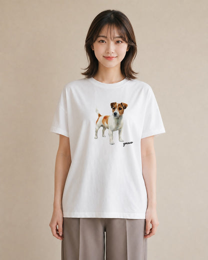 半袖Tシャツ レディース ミックス犬 犬 いぬ イラスト ラフカジュアル 親子 20代 白T