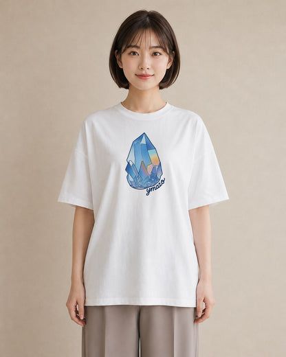 プリントTシャツ レディース オーロラ 星空 宇宙 イラスト ボタニカル 通勤 在宅 白T