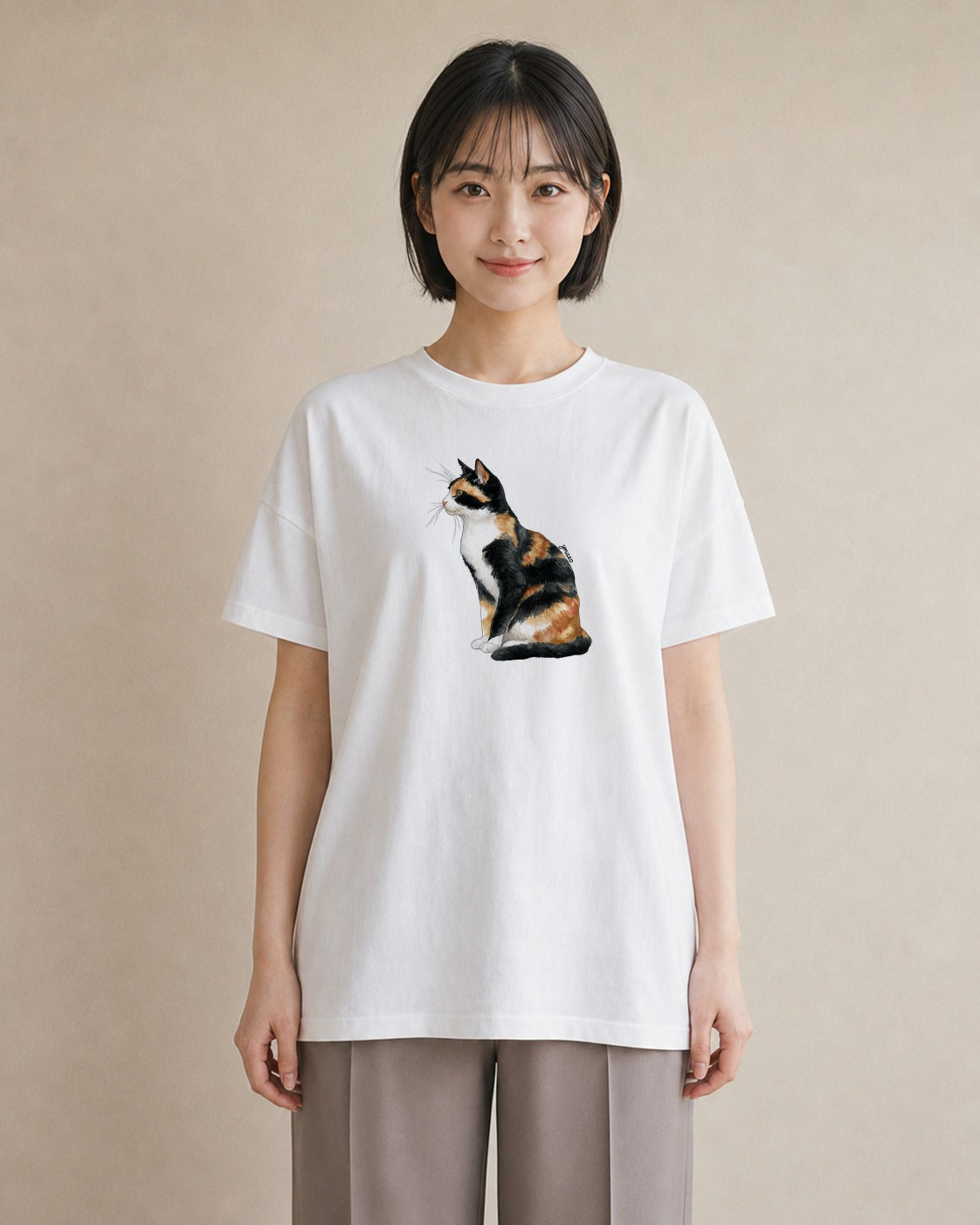 半袖Tシャツ レディース ねこ 猫 ネコ イラスト ナチュラル 旅行用 海 白T