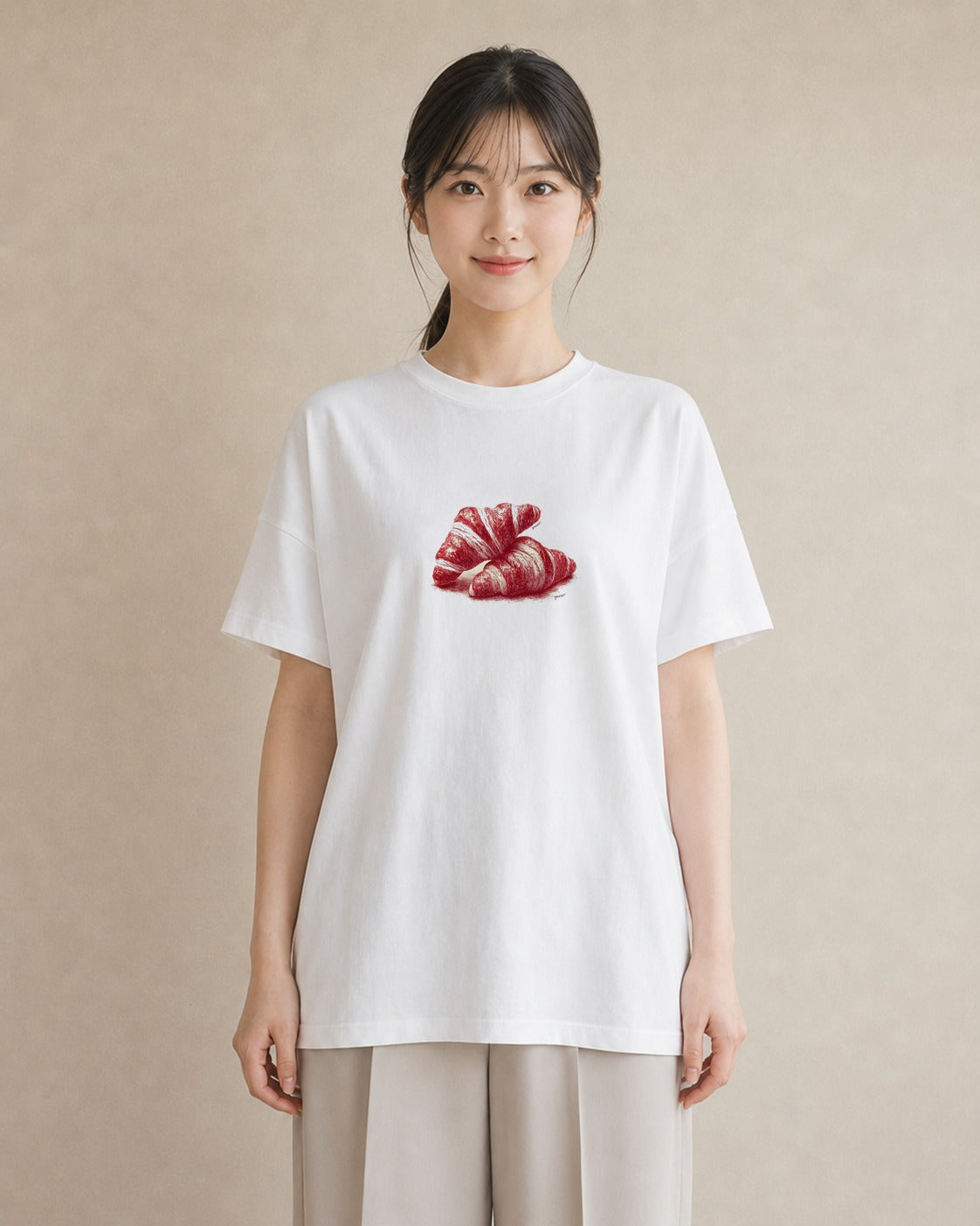 半袖Tシャツ レディース パン ベーカリー イラスト ポップ ルームウェア ギフト 白T