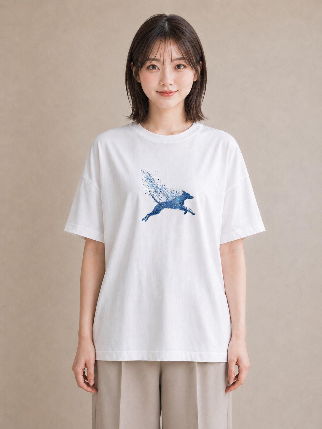 デザインTシャツ レディース 水瓶座 星空 宇宙 イラスト ミニマル 在宅 公園 白T