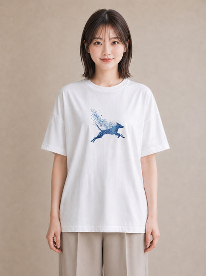 デザインTシャツ レディース 水瓶座 星空 宇宙 イラスト ミニマル 在宅 公園 白T