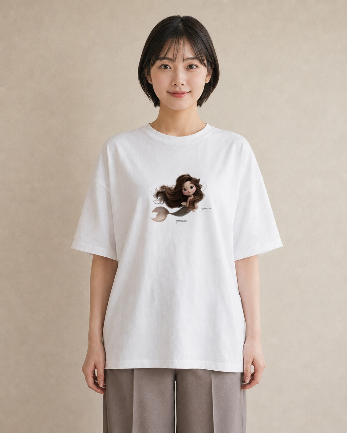 デザインTシャツ レディース 人魚 海の生き物 海 イラスト 誕生日プレゼント 綿100 白T