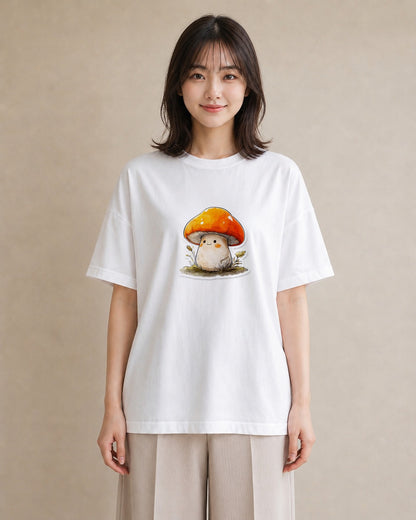 グラフィックTシャツ レディース きのこ 植物 ボタニカル イラスト 抜け感 親子 20代 白T
