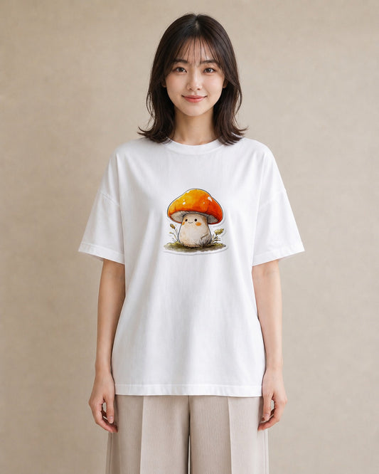グラフィックTシャツ レディース きのこ 植物 ボタニカル イラスト 抜け感 親子 20代 白T
