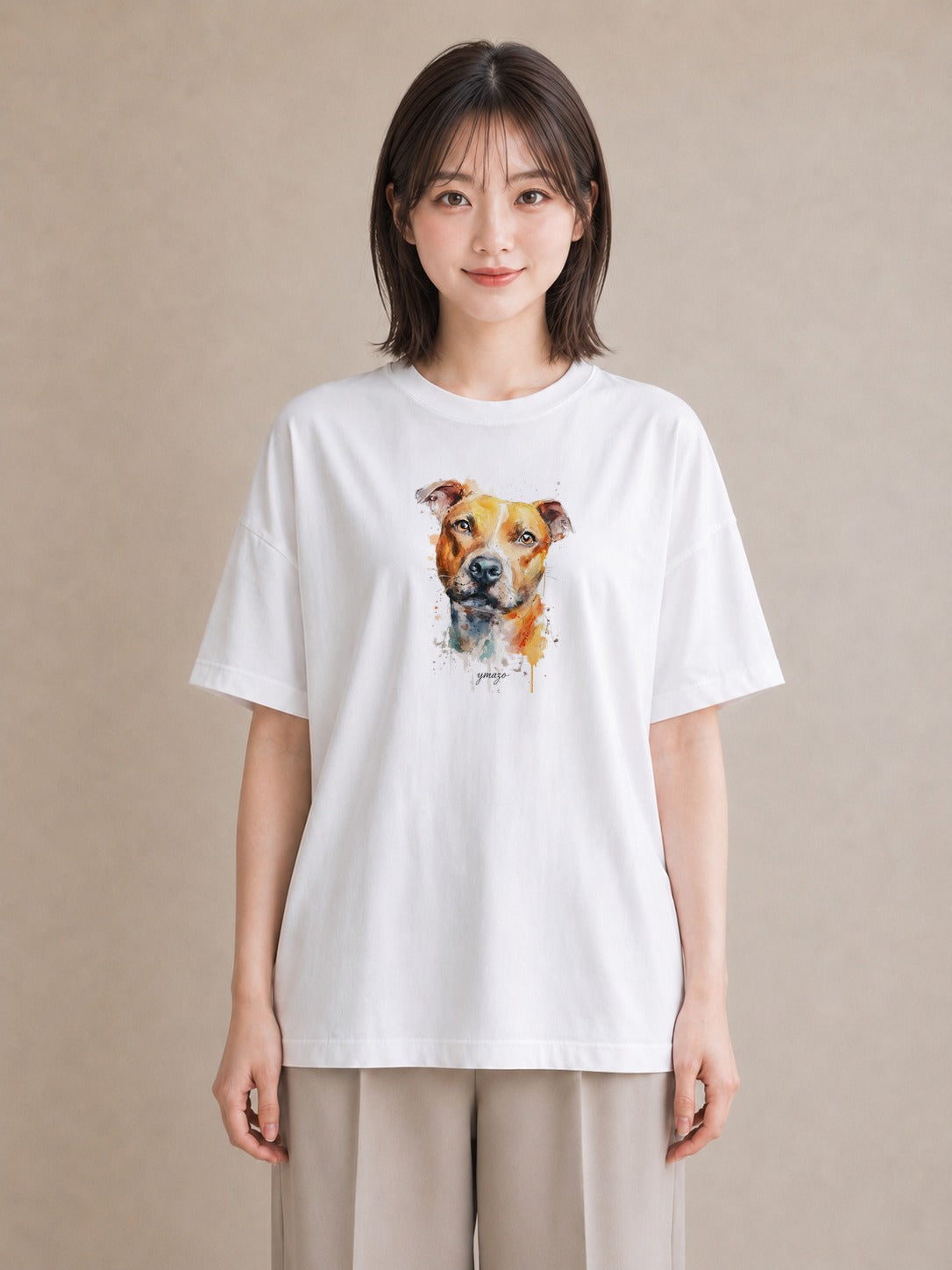 グラフィックTシャツ レディース ミックス犬 犬 いぬ イラスト 韓国風 お揃い 親子 白T