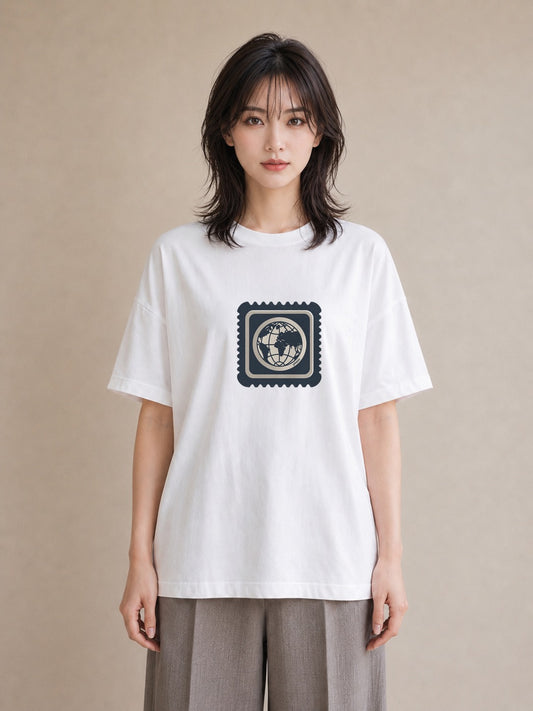 デザインTシャツ レディース 旅 トラベル スタンプ イラスト 手描き風 敬老の日 ホワイトデー 白T