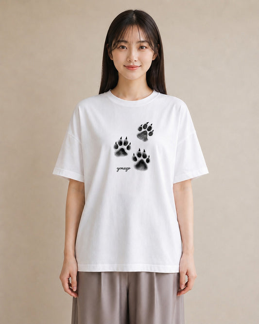 半袖Tシャツ レディース 肉球 猫 ねこ イラスト レトロ 秋コーデ おしゃれギフト 白T