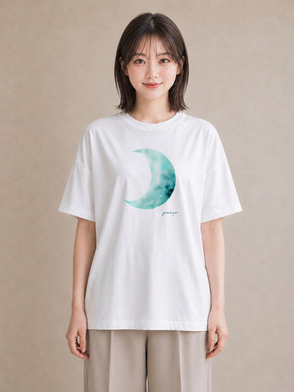 デザインTシャツ レディース 月 星空 宇宙 イラスト ラフ 友達ギフト 部屋着 白T