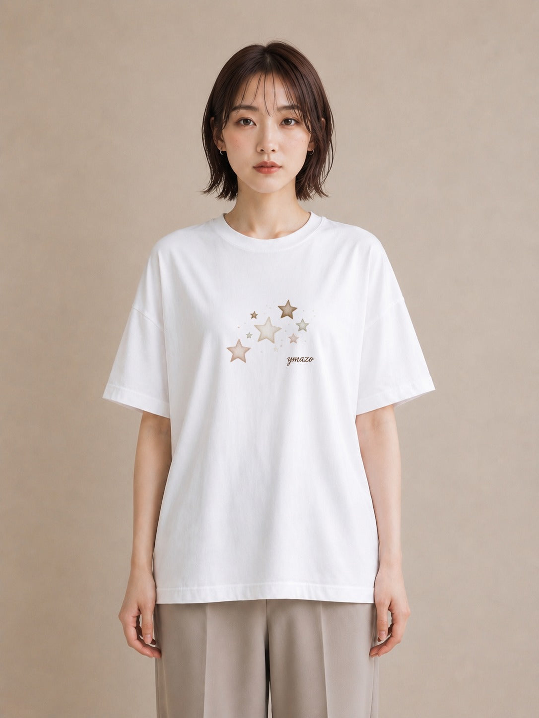 Tシャツ レディース 星 星空 宇宙 イラスト ニュアンス 普段着 週末コーデ 白T