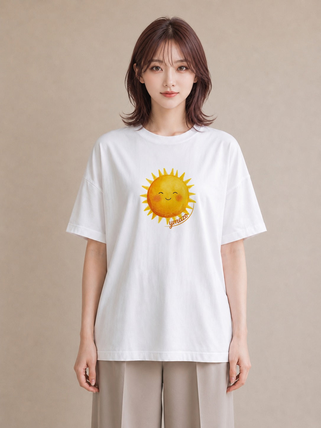 グラフィックTシャツ レディース 太陽 星空 宇宙 イラスト 可愛い ミセス 春コーデ 白T