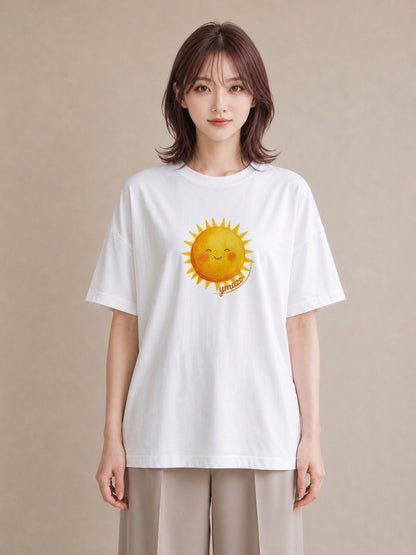 グラフィックTシャツ レディース 太陽 星空 宇宙 イラスト 可愛い ミセス 春コーデ 白T