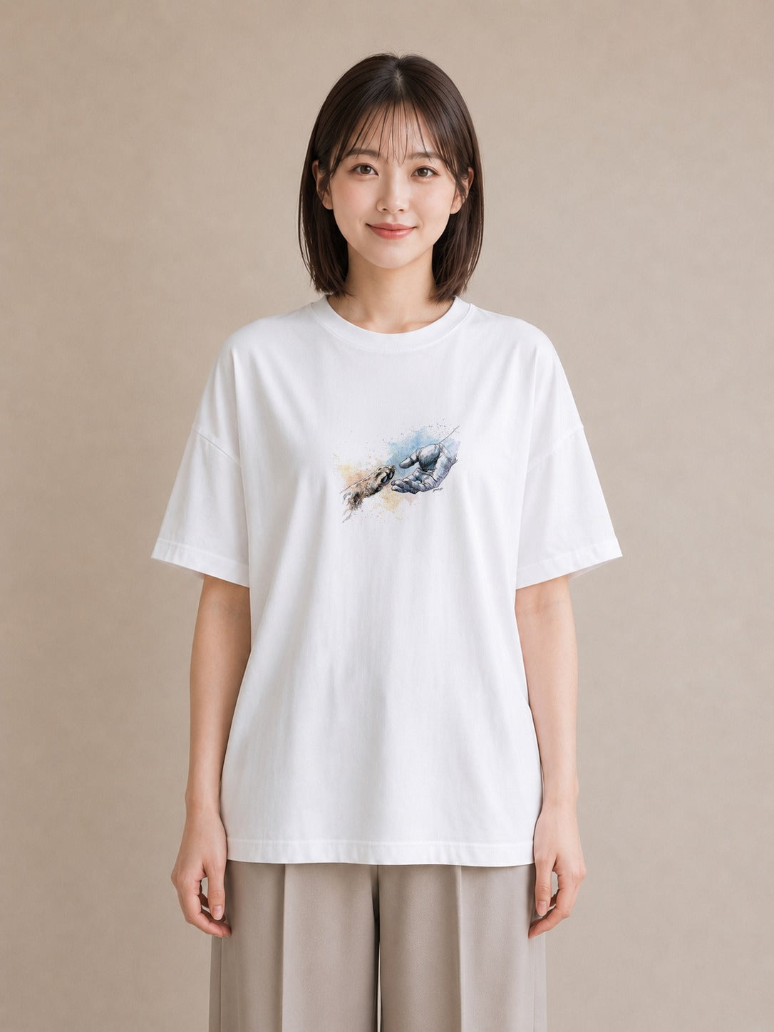 デザインTシャツ レディース 肉球 猫 ねこ イラスト 普段使い 在宅 公園 白T