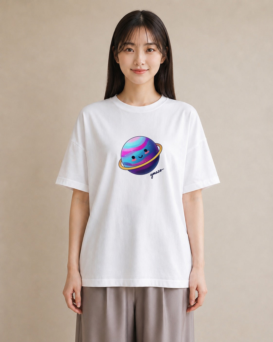 Tシャツ レディース 惑星 星空 宇宙 イラスト ミニマル 通勤 在宅 白T